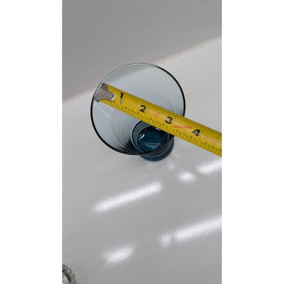 Libbey Nexus Blue Vintage Retro Glass Drinking Vessel Mid-Century Ribbed Base - Picture 8 of 13